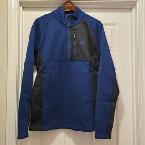 Spyder Men's Half Zip‎ Sweater Gait Knit Blue Pullover Jacket Sz Large